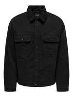 ONLY & SONS WILSON SHERPA BLACK DENIM JACKET