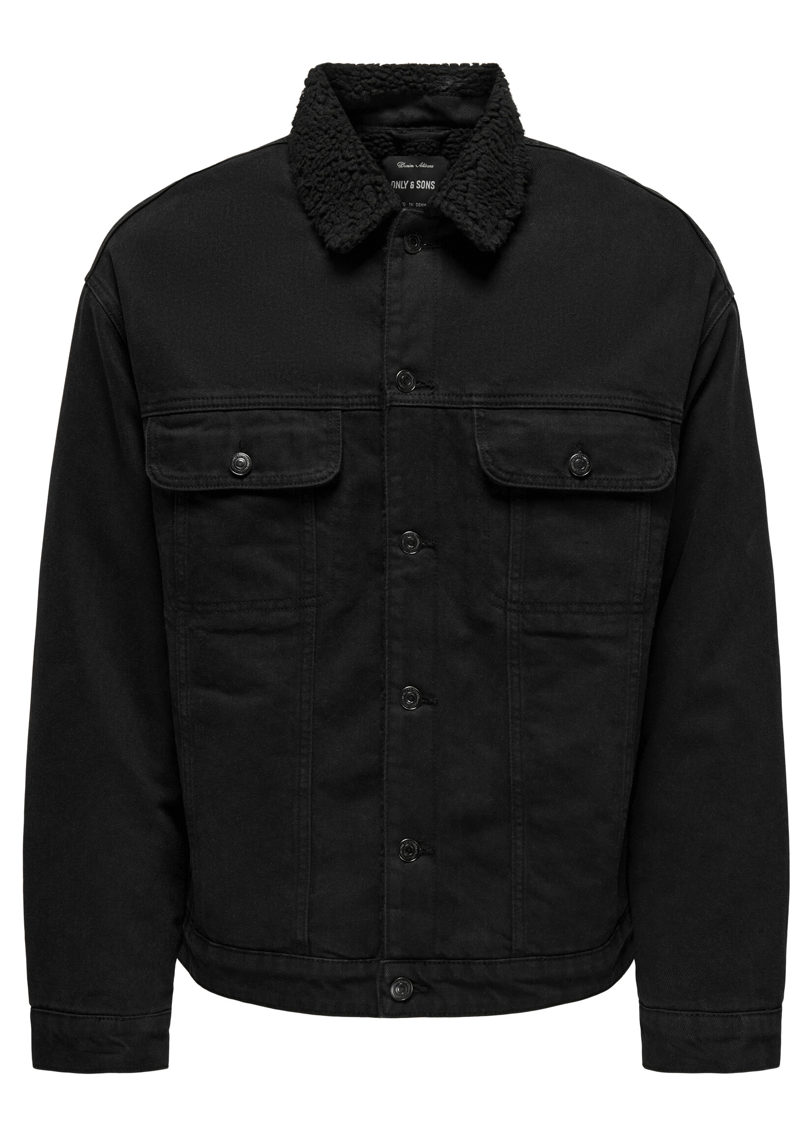ONLY & SONS WILSON SHERPA BLACK DENIM JACKET
