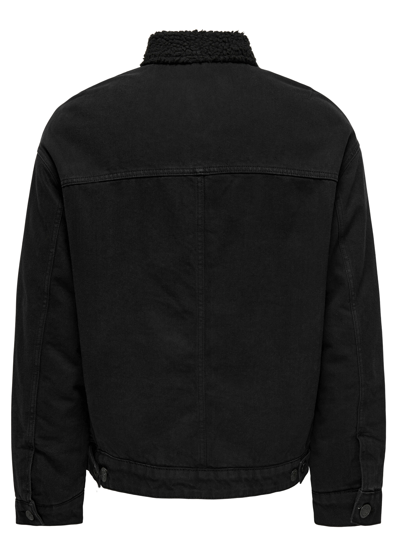 ONLY & SONS WILSON SHERPA BLACK DENIM JACKET