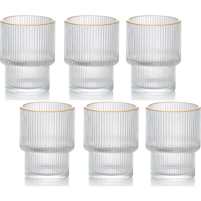 HAKAL Hakal | Ripple 6 Kort Drinkglazen Goud | 190ml
