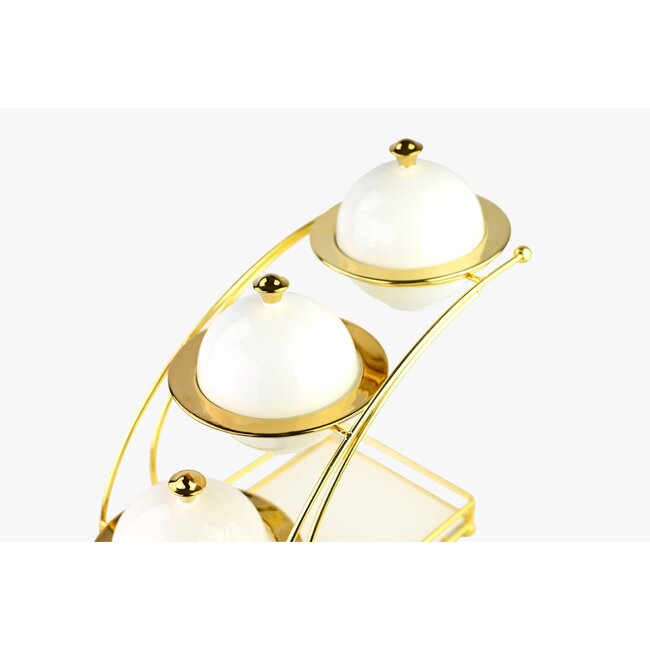 Kommenset met metalen rek | 3-delig | Met Deksel