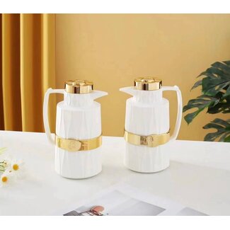 Luxe Thermoskan 2 Delig| 1l | Wit/Goud