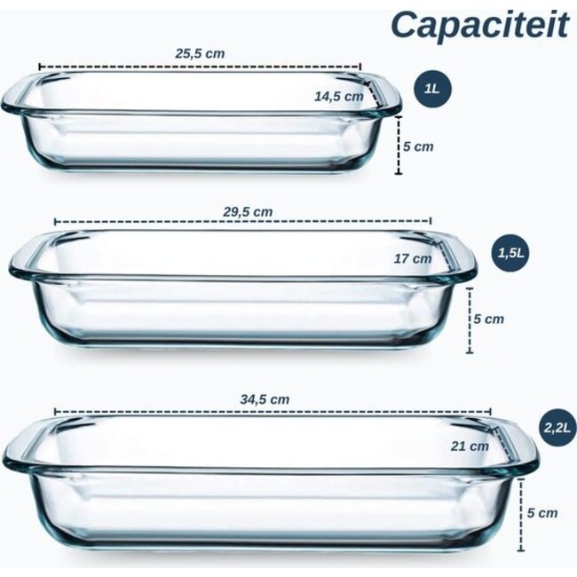 Set Ovalen Ovenschalen | 3 stuks