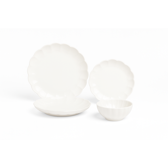 Bavary Bavary 24-Piece Lotus Dinner Set | White
