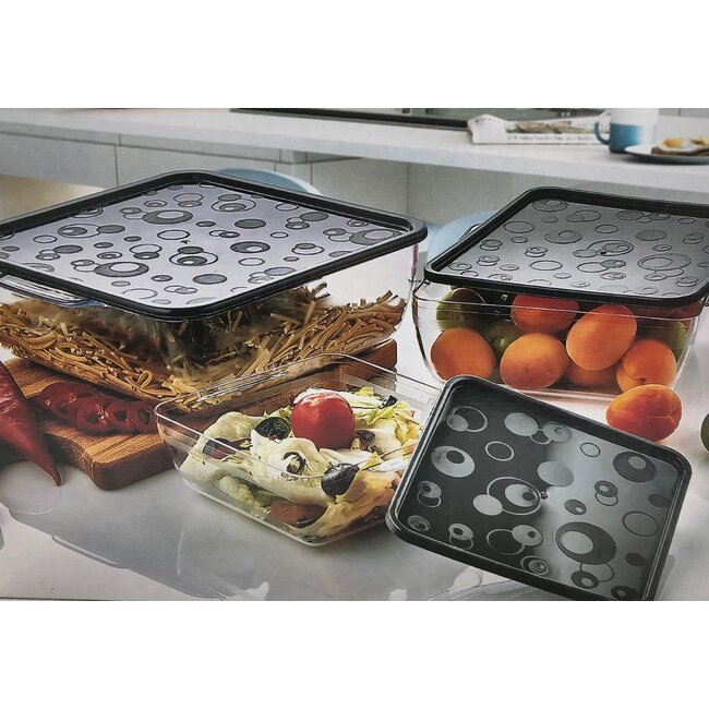 Set Van Vierkante Voorraadbakjes| 3 stuks