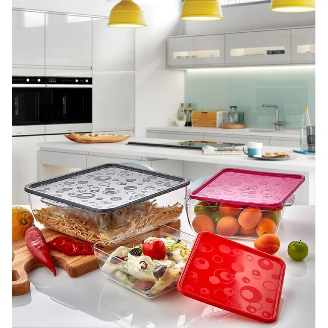 Set Van Vierkante Voorraadbakjes| 3 stuks