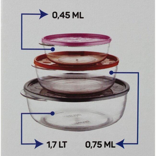 Set Van Ronde Voorraadbakjes| 3 stuks