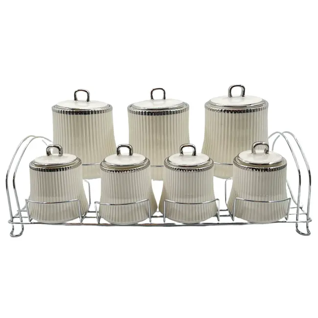 Almina | Voorraadpottenset | Wit/Zilver | 15-delig