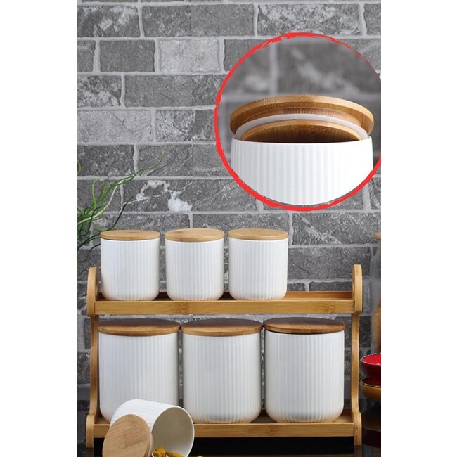 Voorraadpotjes | Wit | 6-delig