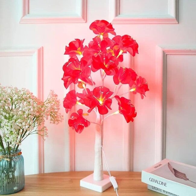 Bloemenlamp | Wit/Rood