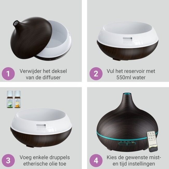 Aroma Diffuser | 7 LED-kleuren | 550 ml