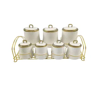Almina Almina | Luxe Voorraadpotten set | Wit/Goud