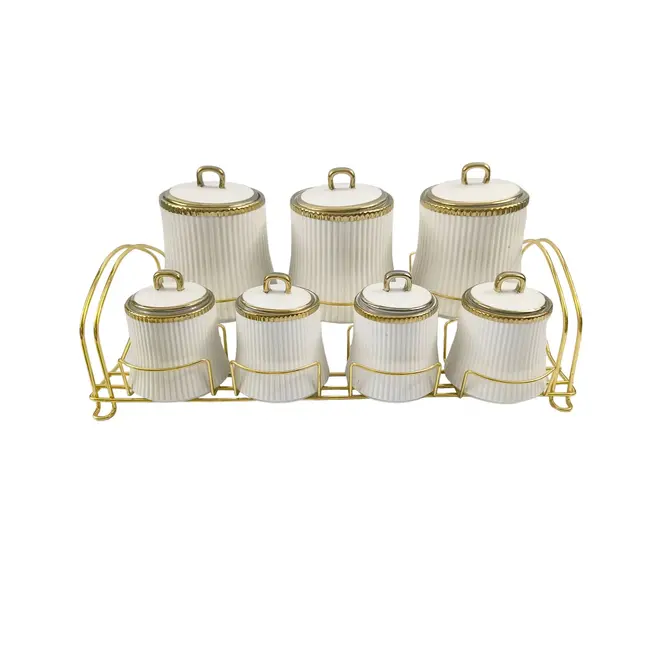 Almina | Luxe Voorraadpotten set | Wit/Goud