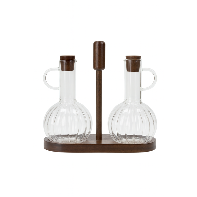 Almina Almina | 2 Luana Con Due Olieflessen Met Acacia Houder | 2x350ml