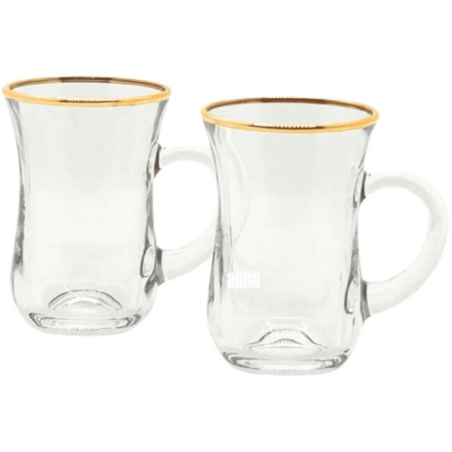 Pasabahce | 6 Keyif Goud Met Oor Theeglazen | 145ML