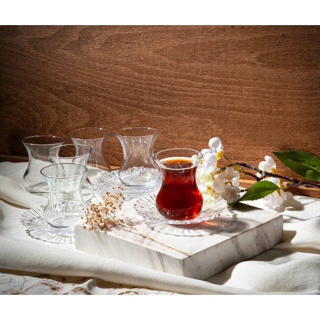 Pasabahce | 12 Aurora Theeglazen Met Onderzetter