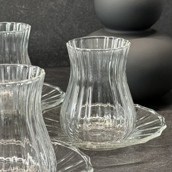 Almina Almina | 12 Luana Servicio Theeglazen met onderzetter | 170ml