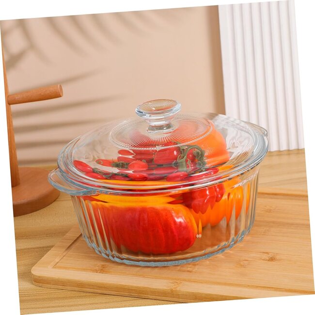 Almina Almina | 1 Borosilicate Ronde ovenschaal Met Glazen Deksel | 2.3L