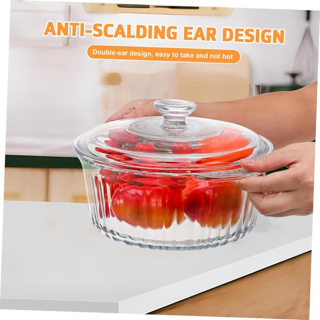 Almina Almina | 1 Borosilicate Ronde ovenschaal Met Glazen Deksel | 2.3L