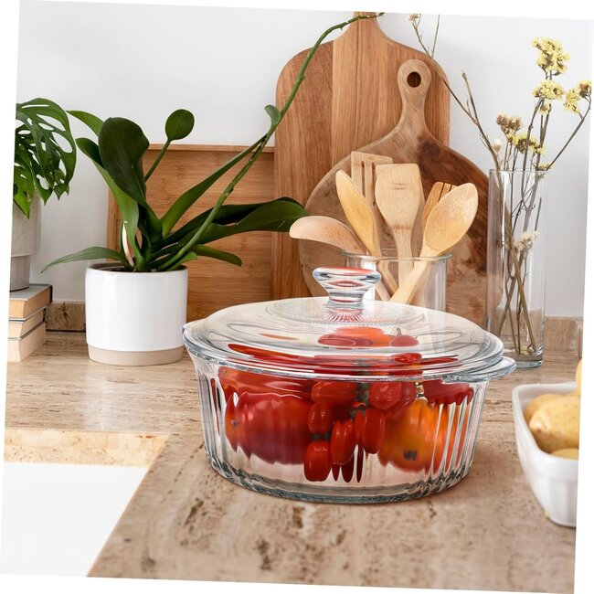 Almina Almina | 1 Borosilicate Ronde ovenschaal Met Glazen Deksel | 2.3L