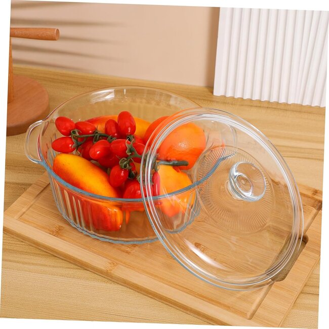 Almina Almina | 1 Borosilicate Ronde ovenschaal Met Glazen Deksel | 2.3L