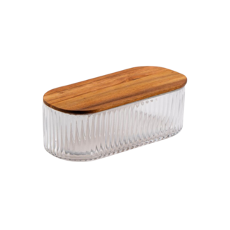 Bavary Bavary | Glazen Bewaarbak Acacia Deksel | 21.5cm