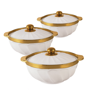 Trendmax Trendmax | Schalen Keramik Wit/Goud Set 3 Stuks