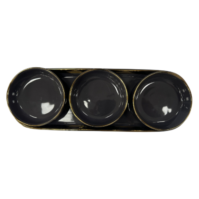 Trendmax | 3-Delige Snackschalen Set met Gouden Rand