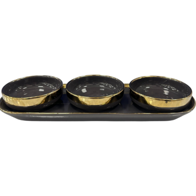 Trendmax Trendmax | 3-Delige Snackschalen Set met Gouden Rand