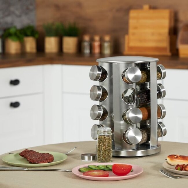 Bavary | Kruidencarousel Zilver 16 Potjes