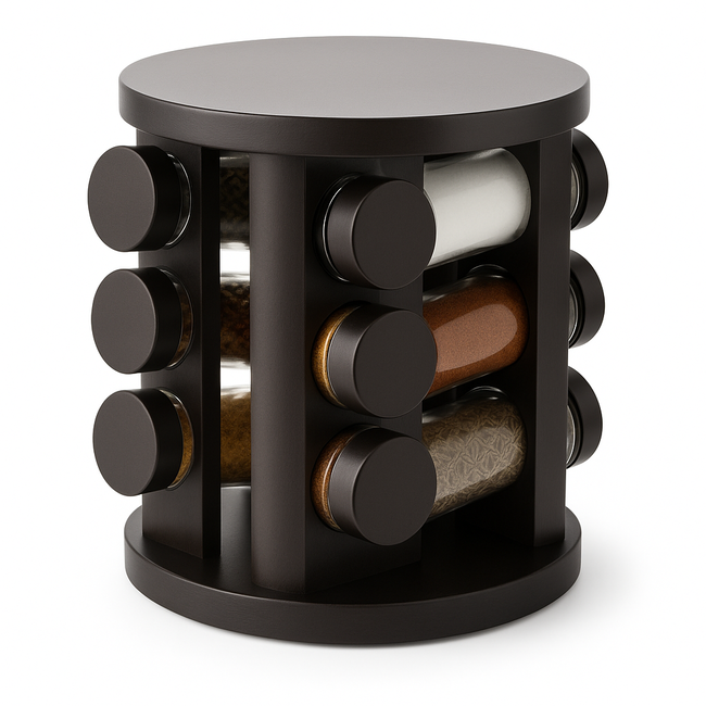 Bavary | Kruidencarousel 12 Potjes Zwart/Zilver