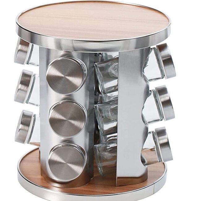 Bavary Bavary | Kruidencarousel 12 Potjes Zwart/Zilver