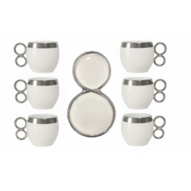 Trendmax Trendmax | Luxe 12-Delige Koffieset met Zilveren Accenten | Modern Design