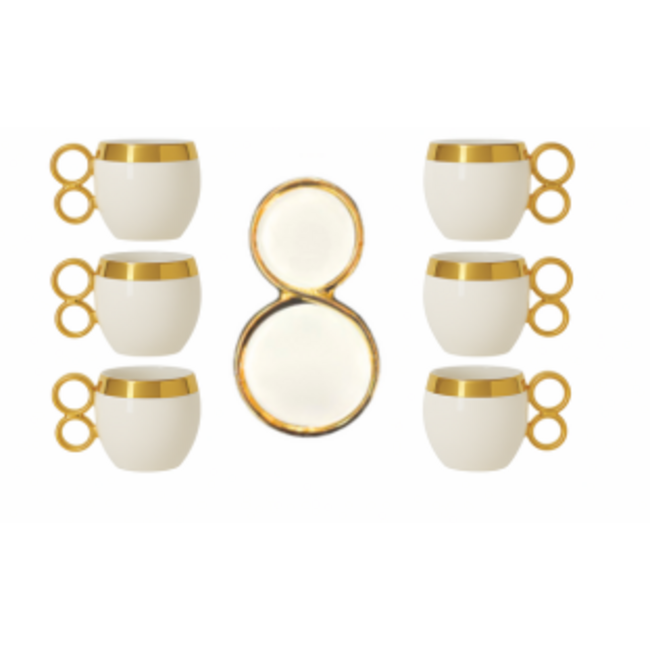 Trendmax | Luxe 12-Delige Koffieset met Gouden Accenten | Modern Design
