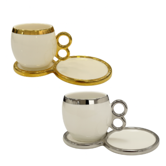 Trendmax Trendmax | Luxe 12-Delige Espressoset met Zilver/Gouden Accenten | Modern Design