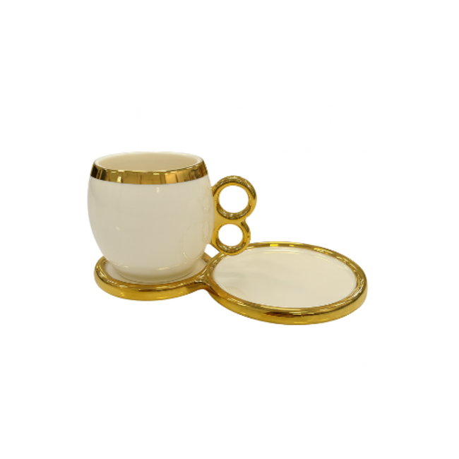 Trendmax Trendmax | Luxe 12-Delige Espressoset met Zilver/Gouden Accenten | Modern Design