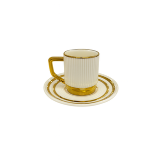 Trendmax Trendmax | Luxe 12-Delige Koffieset met Gouden Accenten | Geribd Design