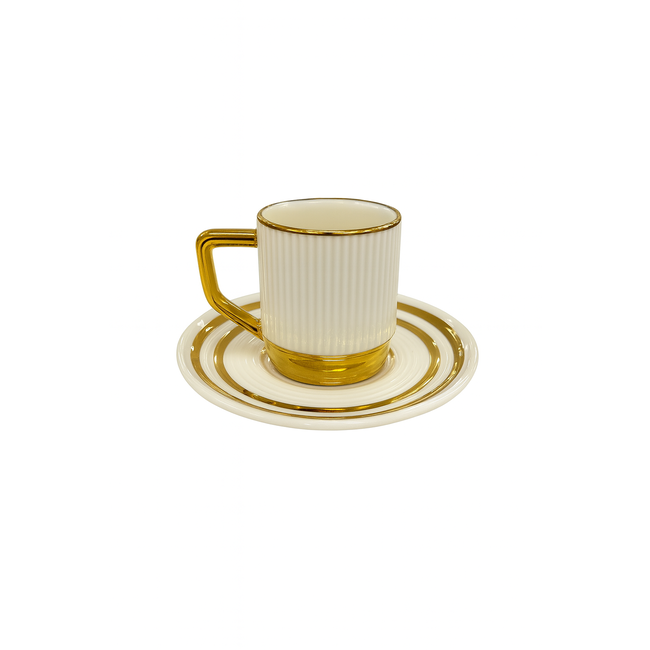 Trendmax Trendmax | Luxe 12-Delige Koffieset met Gouden Accenten | Geribd Design