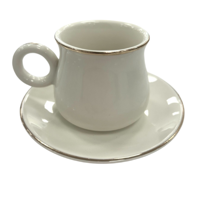 Trendmax | Luxe 12-Delige Espressoset Zilveren Rand | Klassiek Design