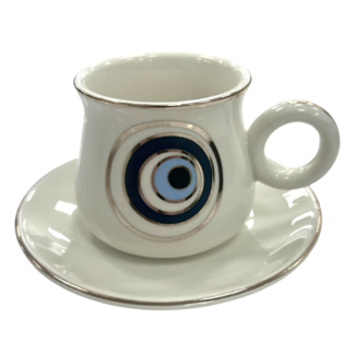 Trendmax Trendmax | Luxe 12-Delige Espressoset Zilveren Rand | Klassiek Design