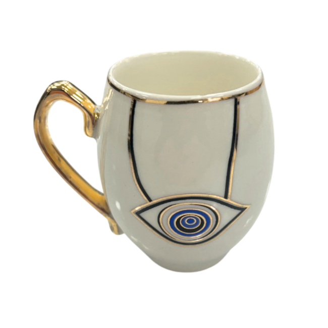 Trendmax | Luxe 12-Delige Espressoset Ei Vorm | Oogmotief Design Blauw