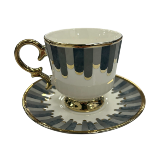 Trendmax Trendmax | Luxe 12-Delige Espressoset | Gestreept Druppel Design