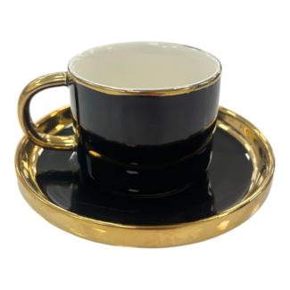 Almina Almina | Luxe 12-Delige Espressoset | Zwart met Gouden Accenten