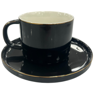 Almina Almina | Luxe 12-Delige Koffieset | Zwart met Gouden Rand
