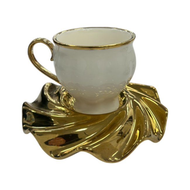 Queens Porcelain | 12-Delige Espressoset | Klassiek Goud/Zilver Design