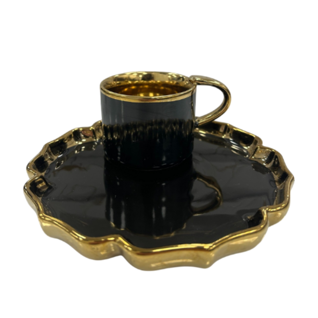 Almina Almina | Luxe 12-Delige Espressoset | Klaver Design Zwart/Goud