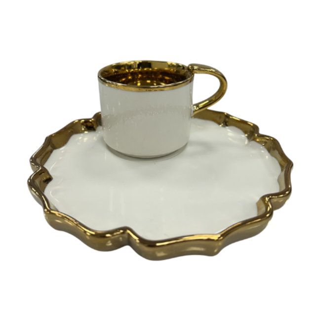 Almina Almina | Luxe 12-Delige Espressoset | Klaver Design Wit/Goud