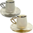 Queens Porcelain | Luxe 12-Delige Espressoset | Modern Design Zilver/Goud
