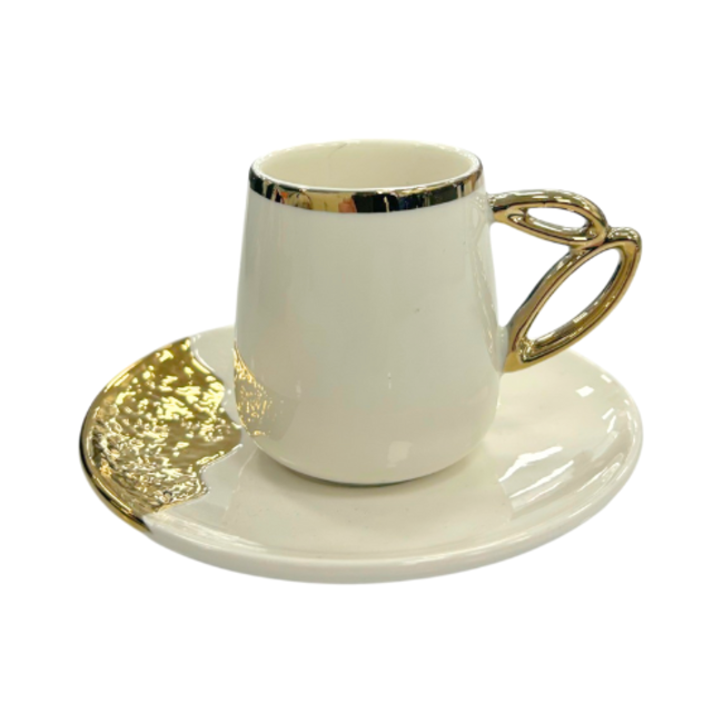 Queens Porcelain | Luxe 12-Delige Espressoset | Modern Design Zilver/Goud
