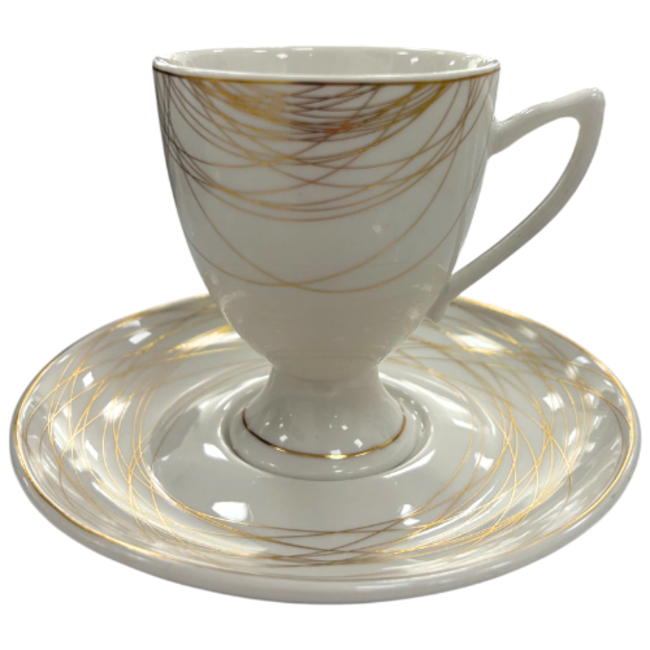 Trendmax Trendmax | Luxe 12-Delige Koffieset | Elegant Gouden Lijnen Design